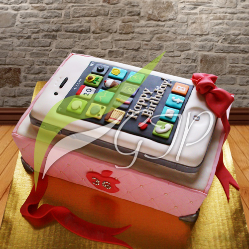 Phone Shape Cake - A unique cake designed like a smartphone, perfect for sending gifts to loved ones in Pakistan. Made with high-quality ingredients by Gifts to Pakistan.